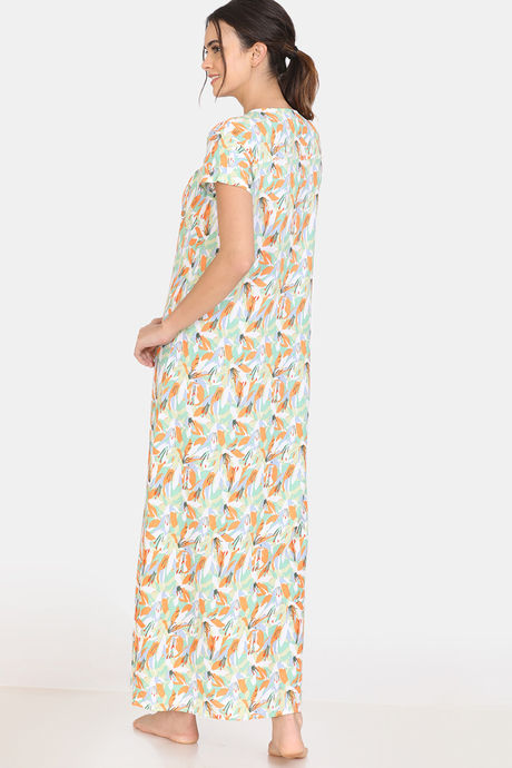 Zivame Pretty Floral Rayon Full Length Nightdress - Spring Bud — image 3